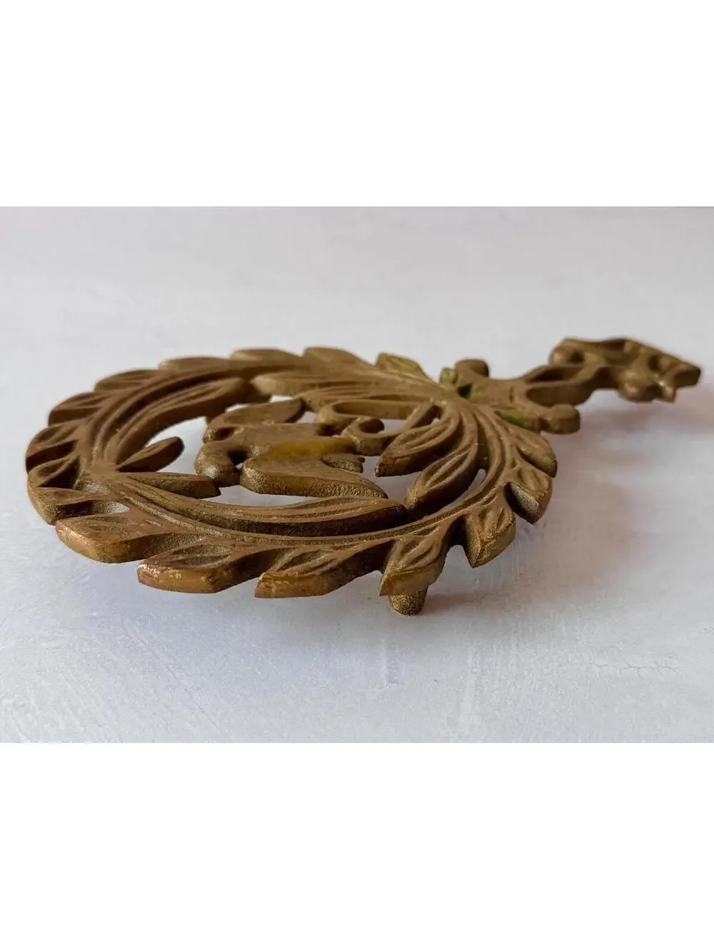 Vintage Americana Cast Brass Eagle Heart Trivet, Pennsylvania Dutch Folk Art